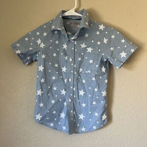 Cat & Jack  Boys' Americana Short Sleeve Button-Down Shirt, Cruise Blue, XS 4/5